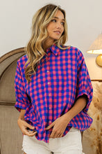 Load image into Gallery viewer, BiBi Plaid Button Up Dolman Sleeve Shirt
