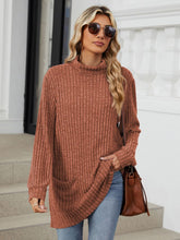 Load image into Gallery viewer, Ribbed Mock Neck Long Sleeve T-Shirt
