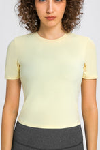 Load image into Gallery viewer, Round Neck Short Sleeve Yoga Tee
