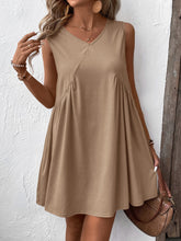 Load image into Gallery viewer, Ruched V-Neck Sleeveless Mini Dress
