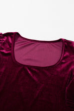 Load image into Gallery viewer, Burgundy Short Puff Sleeve Velvet Top
