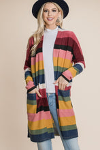 Load image into Gallery viewer, BOMBOM Color Block Striped Open Front Cardigan
