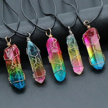 Load image into Gallery viewer, Stone Crystal Pillar Tree Of Life Pendant Fashion Necklace
