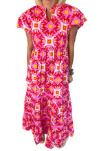 Load image into Gallery viewer, Strawbeery Pink Geo Print V-neck Maxi Dress
