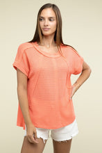 Load image into Gallery viewer, Brushed Waffle Exposed-Seam Short Sleeve Top
