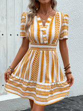 Load image into Gallery viewer, Geometric Notched Short Sleeve Mini Dress
