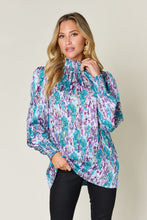 Load image into Gallery viewer, Double Take Full Size Printed Smocked Long Sleeve Blouse
