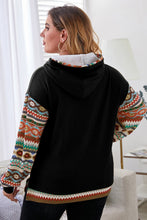 Load image into Gallery viewer, Plus Size Waffle-Knit Geometric Dropped Shoulder Hoodie
