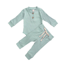 Load image into Gallery viewer, 2pc Set - 10 Colors -  Infant Newborn Baby - Girl / Boy - Spring / Autumn - Ribbed/Plaid Solid Clothes Long Sleeve Sets -  Bodysuits + Elastic Pants Ti Amo I love you
