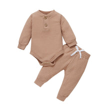 Load image into Gallery viewer, 2pc Set - 10 Colors -  Infant Newborn Baby - Girl / Boy - Spring / Autumn - Ribbed/Plaid Solid Clothes Long Sleeve Sets -  Bodysuits + Elastic Pants Ti Amo I love you
