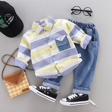 Load image into Gallery viewer, 2pc Set - Baby / Toddler - Boys clothes Striped Shirt + Jeans Ti Amo I love you
