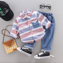 Load image into Gallery viewer, 2pc Set - Baby / Toddler - Boys clothes Striped Shirt + Jeans Ti Amo I love you
