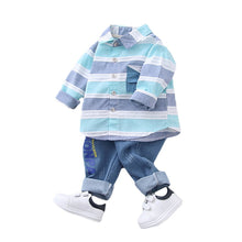 Load image into Gallery viewer, 2pc Set - Baby / Toddler - Boys clothes Striped Shirt + Jeans Ti Amo I love you
