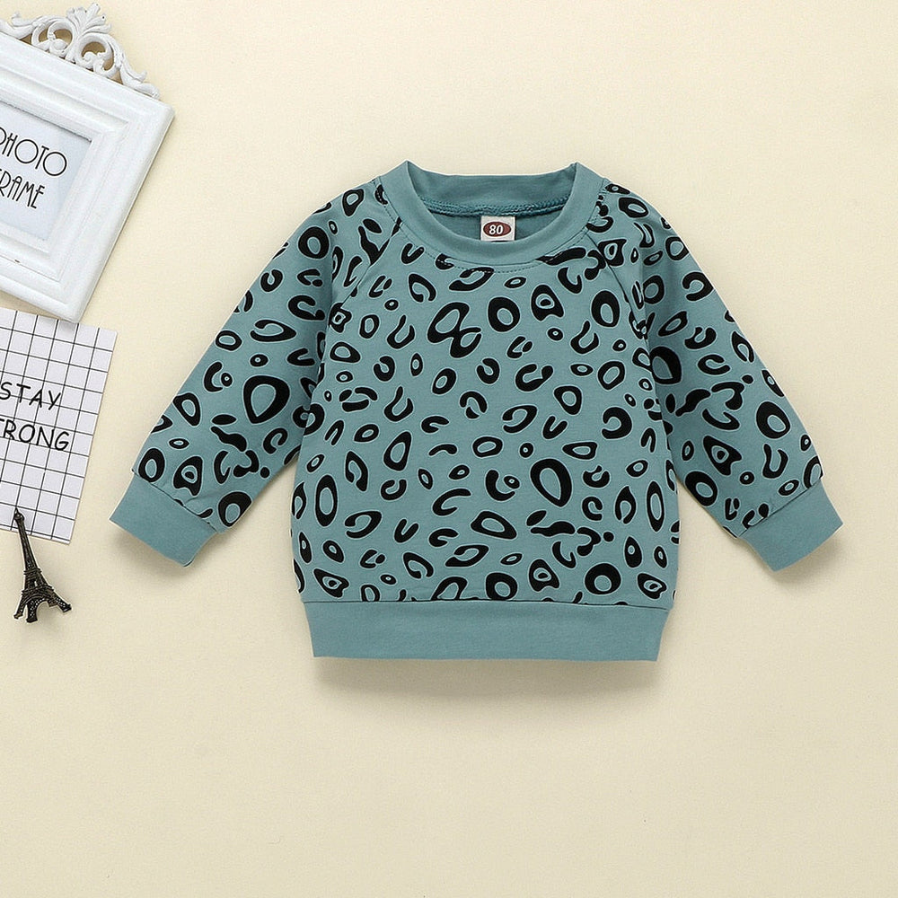 2pc Set - Baby / Toddler -  Leopard T-shirt Sweatshirt + Pants Ti Amo I love you