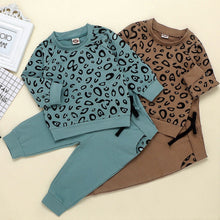 Load image into Gallery viewer, 2pc Set - Baby / Toddler -  Leopard T-shirt Sweatshirt + Pants Ti Amo I love you
