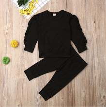 Load image into Gallery viewer, 2pc Set - Newborn Baby - Girls - Solid Long Sleeve Ruffled Top+ Pants -  Outfits Clothes Set Ti Amo I love you
