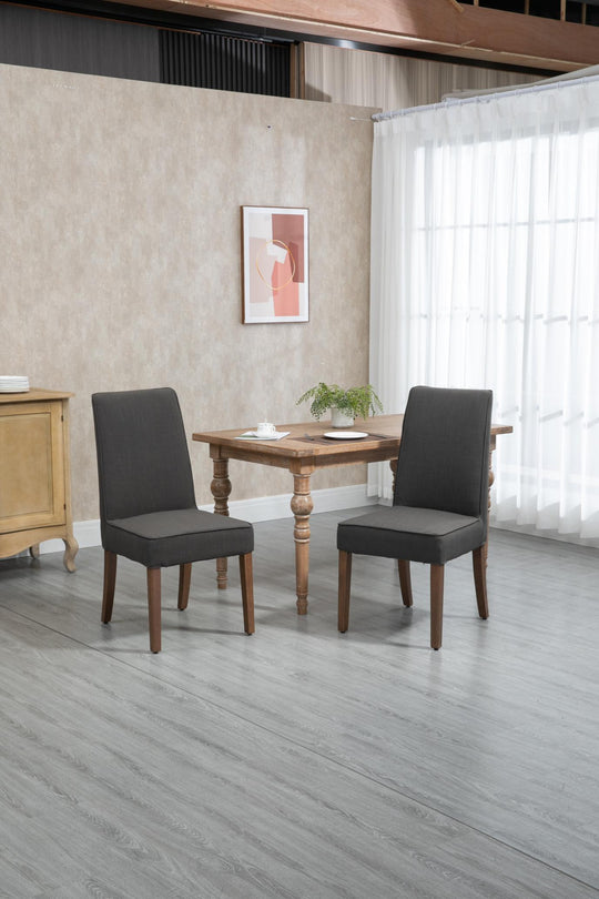 2pc Set - Removable Washable Cover, Foam Padded Upholstery, 2 Solid Wooden Legged Chairs - Dark Grey Ti Amo I love you