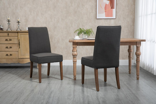 2pc Set - Removable Washable Cover, Foam Padded Upholstery, 2 Solid Wooden Legged Chairs - Dark Grey Ti Amo I love you