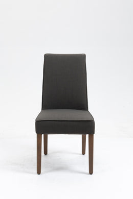 2pc Set - Removable Washable Cover, Foam Padded Upholstery, 2 Solid Wooden Legged Chairs - Dark Grey Ti Amo I love you