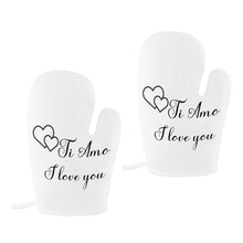 Load image into Gallery viewer, 2pc Set - Ti Amo I love you - Exclusive Brand - Heat Resistant Oven Mitts Ti Amo I love you
