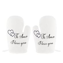 Load image into Gallery viewer, 2pc Set - Ti Amo I love you - Exclusive Brand - Heat Resistant Oven Mitts Ti Amo I love you
