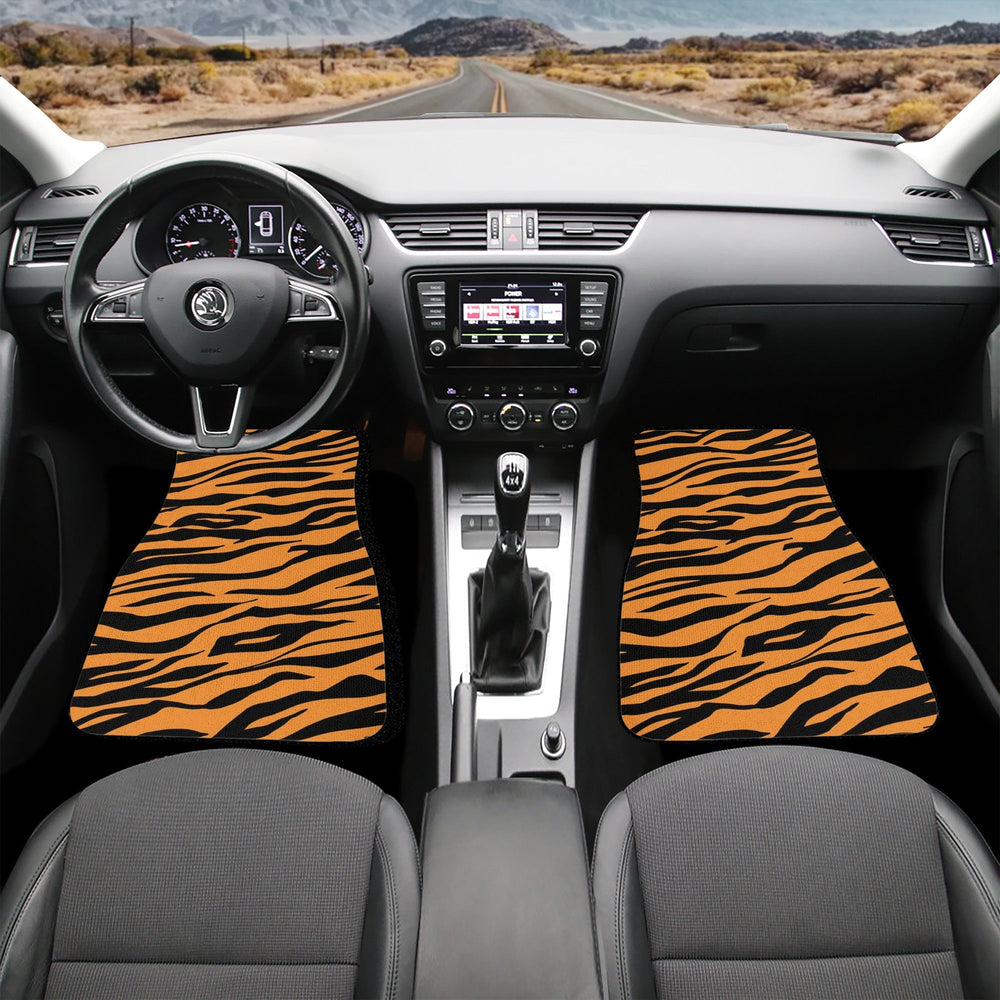 2pc Set - Ti Amo I love you - Exclusive Brand - Zest & Black - Tiger Stripes - Car Floor Mats Ti Amo I love you