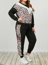 Load image into Gallery viewer, 2pc Set - Womens Plus Size - Leopard Sweatshirt and Sweatpants Set Ti Amo I love you
