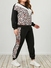 Load image into Gallery viewer, 2pc Set - Womens Plus Size - Leopard Sweatshirt and Sweatpants Set Ti Amo I love you
