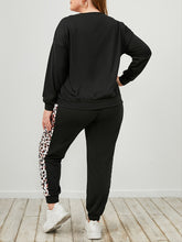 Load image into Gallery viewer, 2pc Set - Womens Plus Size - Leopard Sweatshirt and Sweatpants Set Ti Amo I love you
