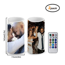 Load image into Gallery viewer, 2pc - Your Custom - Personalized Flameless Pillar Candles with Remote Candle-shaped lamps [No Battery] Ti Amo I love you
