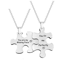 Load image into Gallery viewer, 2pc set - Stainless Steel Jigsaw Puzzle Necklaces Ti Amo I love you
