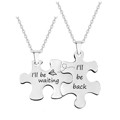 2pc set - Stainless Steel Jigsaw Puzzle Necklaces Ti Amo I love you