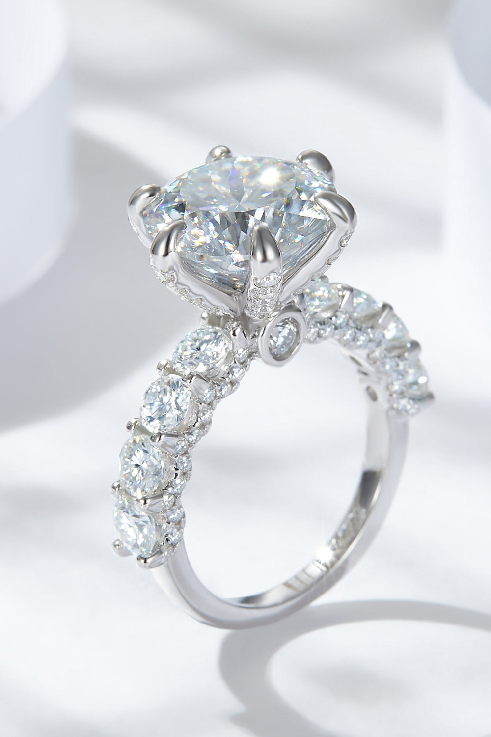 3-Carat Moissanite Platinum-Plated Side Stone Ring - Only Sizes 5,6, 8 Ti Amo I love you