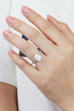 Load image into Gallery viewer, 3 Carat Moissanite Platinum-Plated Side Stone Ring Ti Amo I love you
