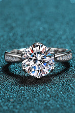 Load image into Gallery viewer, 3 Carat Moissanite Rhodium-Plated Side Stone Ring Ti Amo I love you
