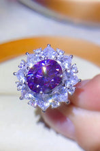 Load image into Gallery viewer, 3 Carat Purple Ovel Moissanite 925 Sterling Silver Platinum-Plated Ring with Zircon Accent Stones Ti Amo I love you
