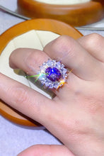 Load image into Gallery viewer, 3 Carat Purple Ovel Moissanite 925 Sterling Silver Platinum-Plated Ring with Zircon Accent Stones Ti Amo I love you
