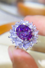 Load image into Gallery viewer, 3 Carat Purple Ovel Moissanite 925 Sterling Silver Platinum-Plated Ring with Zircon Accent Stones Ti Amo I love you
