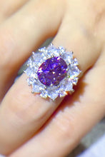 Load image into Gallery viewer, 3 Carat Purple Ovel Moissanite 925 Sterling Silver Platinum-Plated Ring with Zircon Accent Stones Ti Amo I love you
