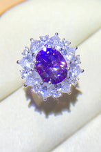 Load image into Gallery viewer, 3 Carat Purple Ovel Moissanite 925 Sterling Silver Platinum-Plated Ring with Zircon Accent Stones Ti Amo I love you
