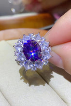 Load image into Gallery viewer, 3 Carat Purple Ovel Moissanite 925 Sterling Silver Platinum-Plated Ring with Zircon Accent Stones Ti Amo I love you
