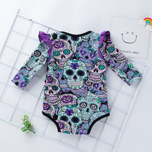 Load image into Gallery viewer, 3 Colors - 2pc - Baby Long Sleeve Skull Bodysuit Onesie with Headband Ti Amo I love you
