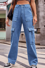 Load image into Gallery viewer, 3 Colors - Buttoned High Waist Loose Fit Jeans Ti Amo I love you
