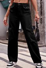 Load image into Gallery viewer, 3 Colors - Buttoned Knee Pockets Loose Fit Jeans Ti Amo I love you
