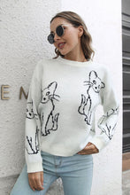 Load image into Gallery viewer, 3 Colors - Cat Pattern Round Neck Long Sleeve Pullover Sweater Ti Amo I love you
