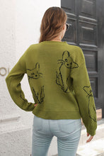 Load image into Gallery viewer, 3 Colors - Cat Pattern Round Neck Long Sleeve Pullover Sweater Ti Amo I love you
