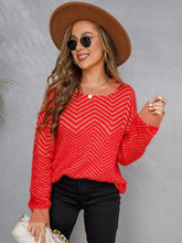 Load image into Gallery viewer, 3 Colors - Chevron - Round Neck Long Sleeve Sweater Ti Amo I love you
