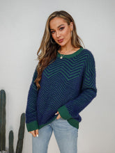 Load image into Gallery viewer, 3 Colors - Chevron - Round Neck Long Sleeve Sweater Ti Amo I love you
