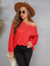 Load image into Gallery viewer, 3 Colors - Chevron - Round Neck Long Sleeve Sweater Ti Amo I love you
