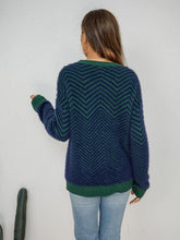 Load image into Gallery viewer, 3 Colors - Chevron - Round Neck Long Sleeve Sweater Ti Amo I love you
